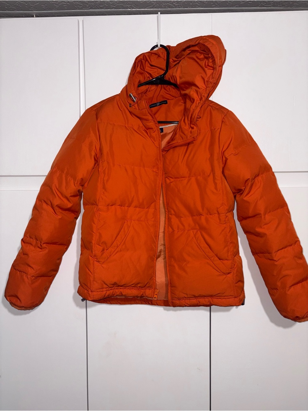 GAP Orange Hooded Puffer Jacket for Women